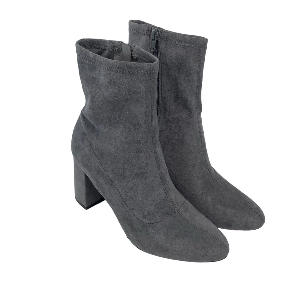 JustFab Aria Booties Grey Faux Suede Zip Boots Size 9